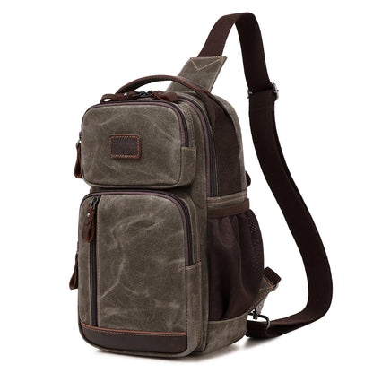 Sling Bag for Men, Waterproof Waxed Canvas Crossbody Bag Chest Bag Casual Daypack shoulder bag Sling Backpack