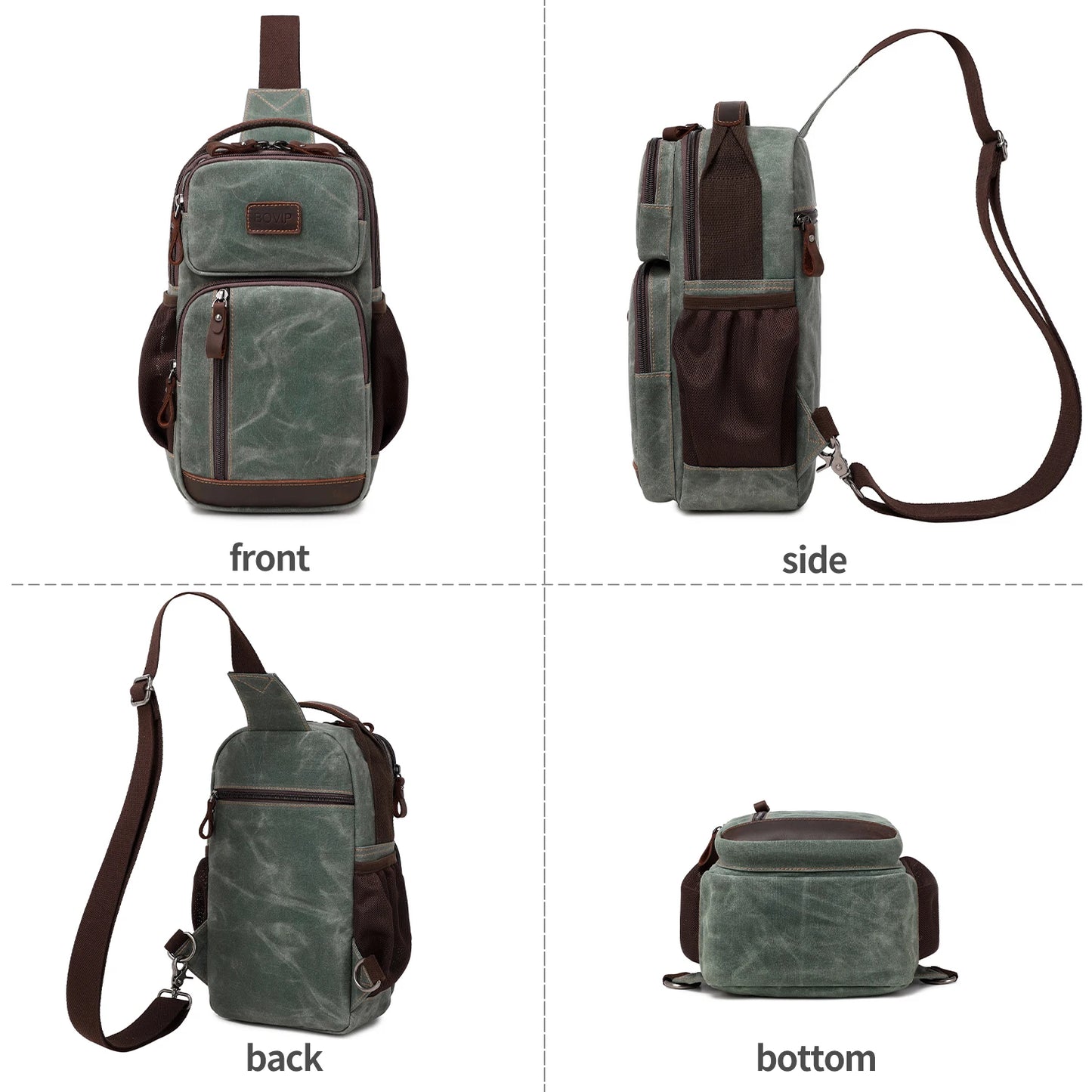 Sling Bag for Men, Waterproof Waxed Canvas Crossbody Bag Chest Bag Casual Daypack shoulder bag Sling Backpack