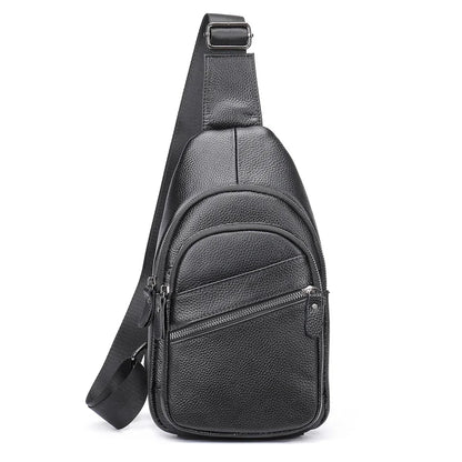 Sling Men's Side s Casual Sport Pack Genuine Leather Shoulder s Black Travel Chest Bag 1808