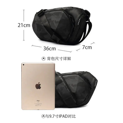 Sling Pack with USB Port for 9.7 Inch Ipad Waterproof Men's Shoulder Bag Crossbody Bag Anti-Theft Short Travel Messenger