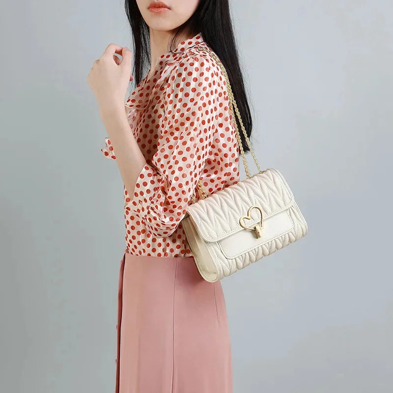 Small 2024 New Tide Leather Crossbody Summer Chain All-match Burst Fashion One Shoulder Female Bag Gift Girlfriend