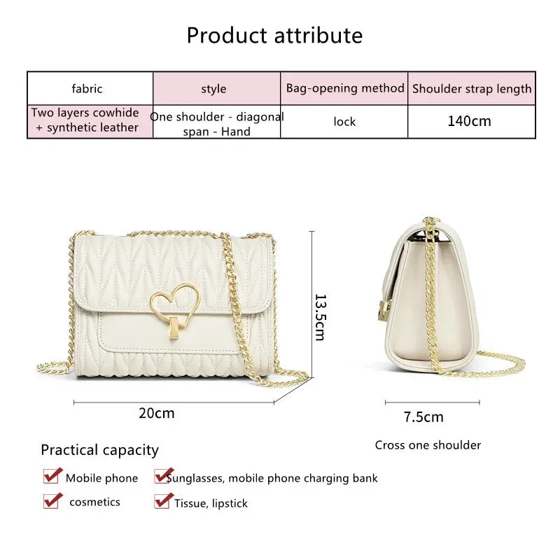 Small 2024 New Tide Leather Crossbody Summer Chain All-match Burst Fashion One Shoulder Female Bag Gift Girlfriend