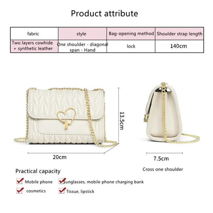 Small 2024 New Tide Leather Crossbody Summer Chain All-match Burst Fashion One Shoulder Female Bag Gift Girlfriend