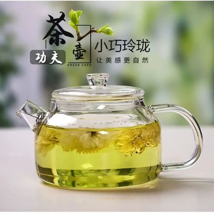 Small Capacity Transparent Glass Teapot with Filter Heat-Resistant Flower Tea Kettle Household Kung Fu Tea Pot Teaware