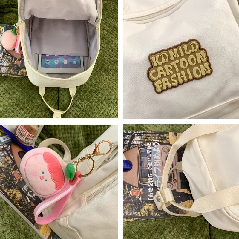 Small Cool Student Female Backpack Waterproof Cute Women School Bag Lady Laptop White Book Kawaii Girl College Backpack Travel