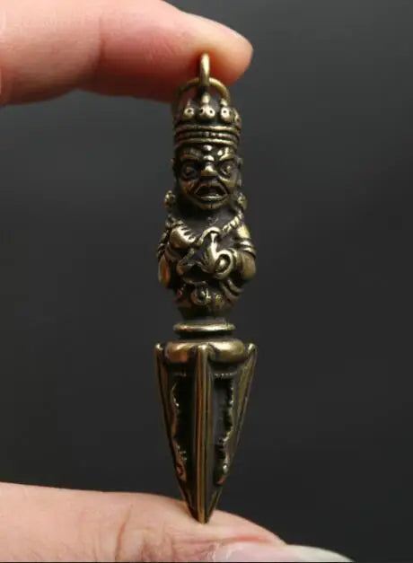 Small Curio Tibet Tibetan Buddhism Bronze Yamantaka King Kong Pestle Pendant Statues