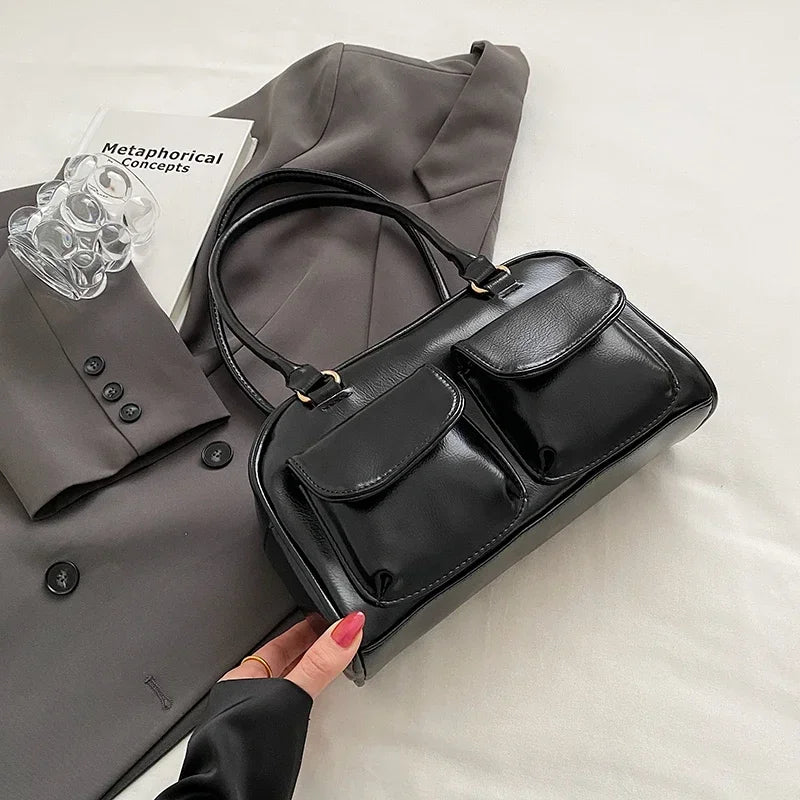 Small Double Pockets Shoulder Bags for Women 2023 New Fashion Trend Designer Underarm Bag Female Handbags and Purses