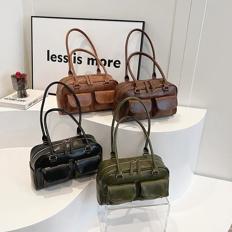 Small Double Pockets Shoulder Bags for Women 2023 New Fashion Trend Designer Underarm Bag Female Handbags and Purses