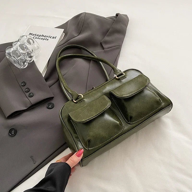 Small Double Pockets Shoulder Bags for Women 2023 New Fashion Trend Designer Underarm Bag Female Handbags and Purses