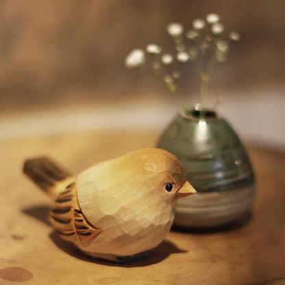 Small Fat Bird Wooden  Carving  Fat Bird Pendant  Solid Wood Fat  Bird Nordic  Style Creative Decoration Crafts play with