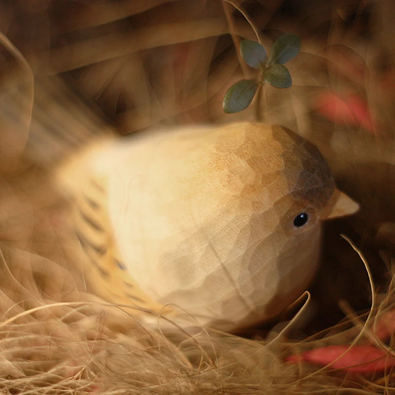 Small Fat Bird Wooden  Carving  Fat Bird Pendant  Solid Wood Fat  Bird Nordic  Style Creative Decoration Crafts play with
