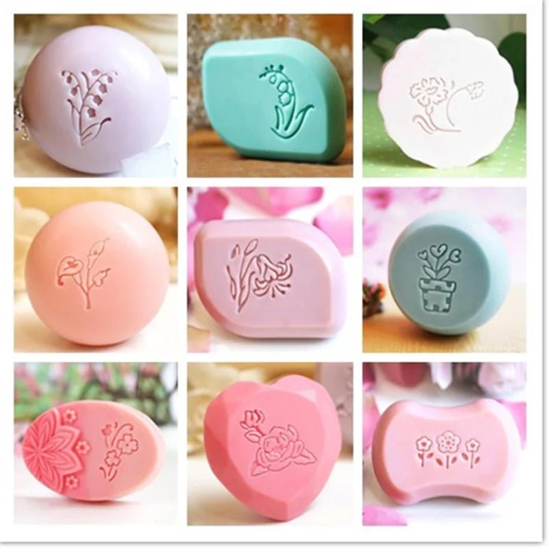 Small Flower Pattern Handmade Soap Stamp, Clear DIY Natural Acrylic, Decorative Soap Making, Custom Printing