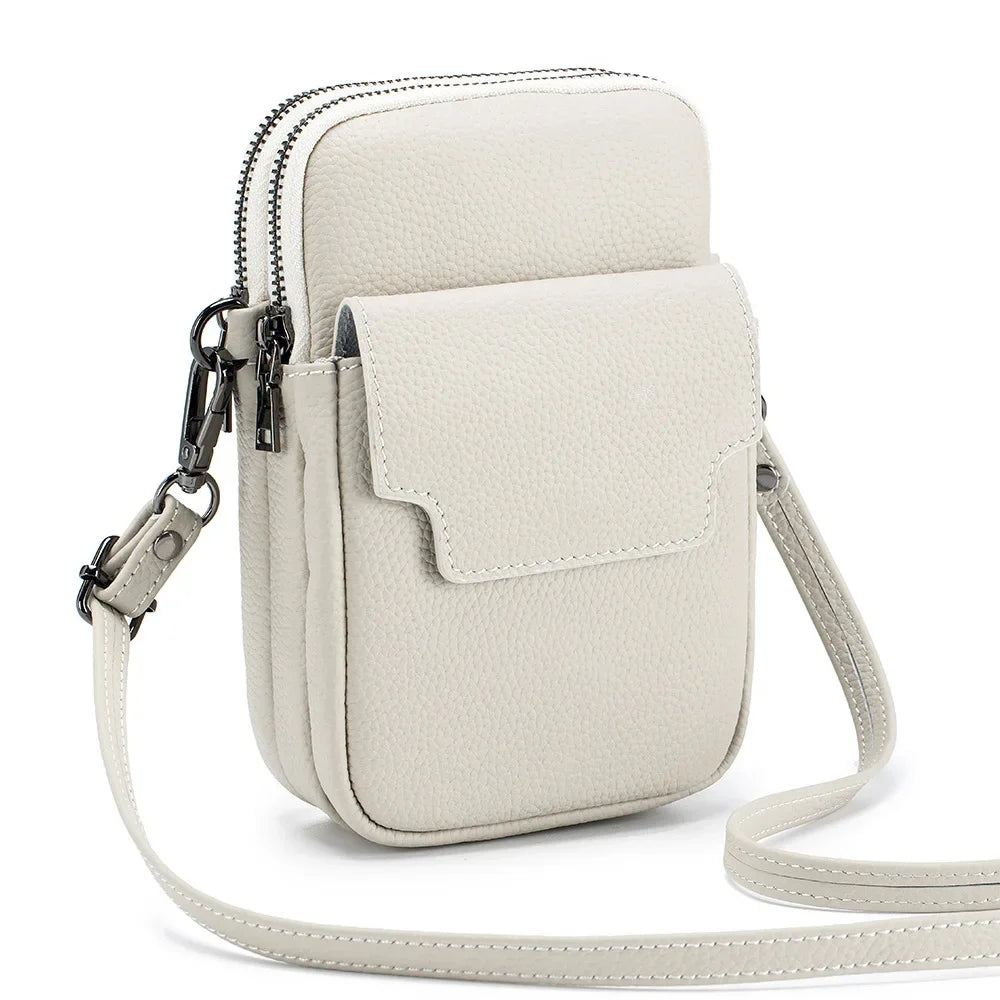 Small Genuine Leather Crossbody Purses for Women High-capacity Cross Body Bag Shoulder Handbags Double Zip Designer Phone Bags