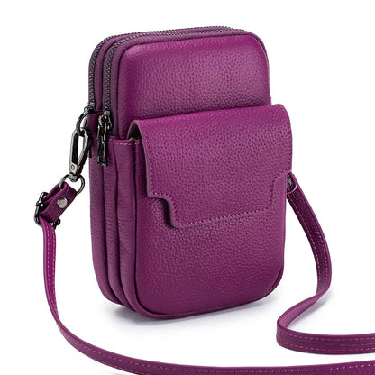 Small Genuine Leather Crossbody Purses for Women High-capacity Cross Body Bag Shoulder Handbags Double Zip Designer Phone Bags