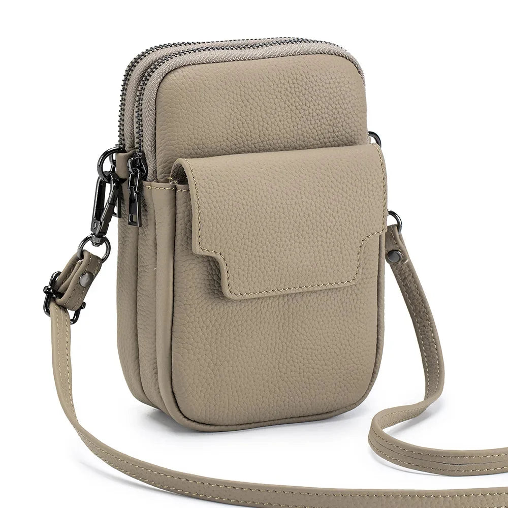 Small Genuine Leather Crossbody Purses for Women High-capacity Cross Body Bag Shoulder Handbags Double Zip Designer Phone Bags