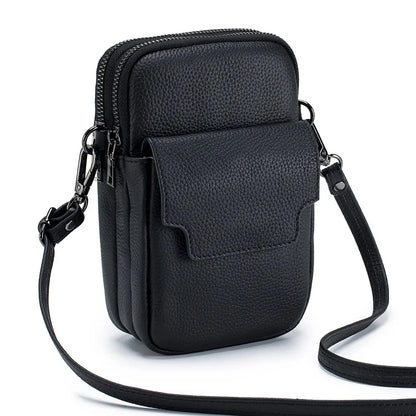 Small Genuine Leather Crossbody Purses for Women High-capacity Cross Body Bag Shoulder Handbags Double Zip Designer Phone Bags