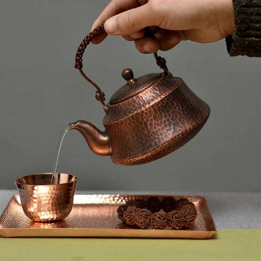 Small Handmade Hot Water Kettle, Copper Coffee Pots, Japanese Vintage Kung Fu Teapot, Tableware Gift, 400ml