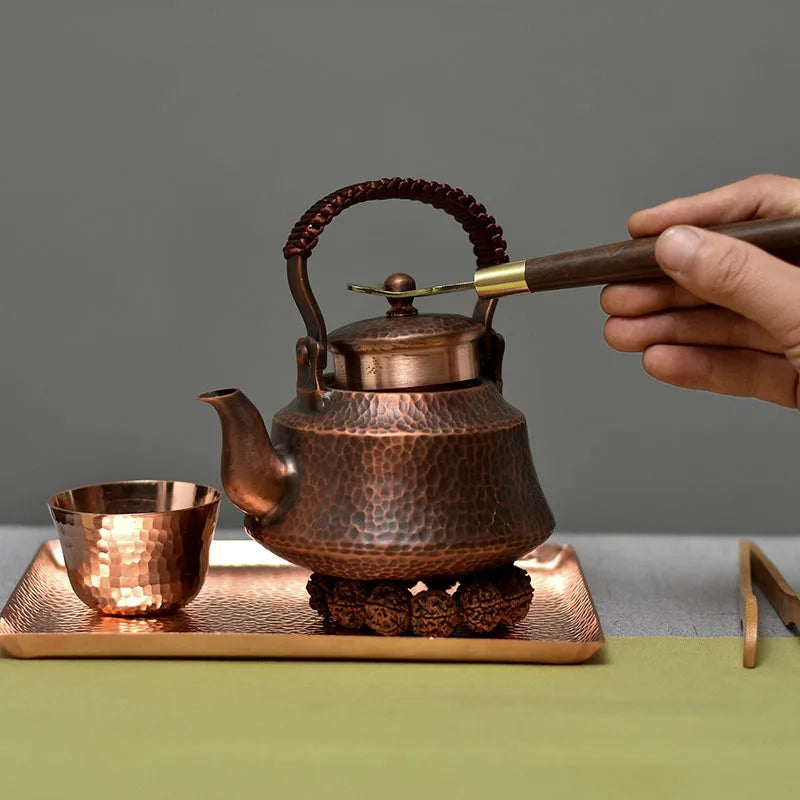 Small Handmade Hot Water Kettle, Copper Coffee Pots, Japanese Vintage Kung Fu Teapot, Tableware Gift, 400ml