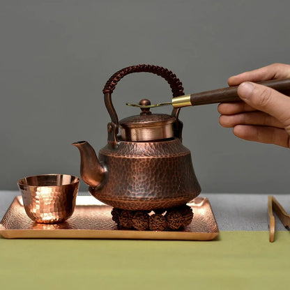 Small Handmade Hot Water Kettle, Copper Coffee Pots, Japanese Vintage Kung Fu Teapot, Tableware Gift, 400ml