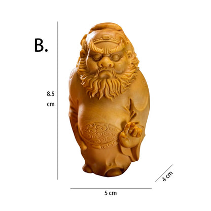 Small Leaf boxwood 7.5 cm 8.5 cm Chinese mythology traditional figure Sculpture Collection Zhong Kui