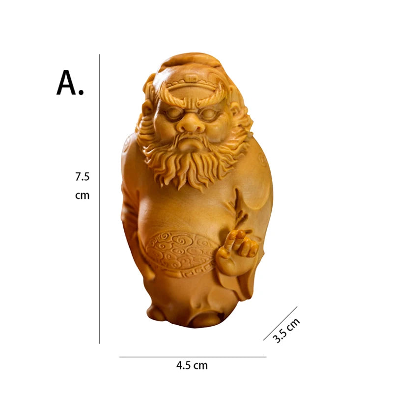 Small Leaf boxwood 7.5 cm 8.5 cm Chinese mythology traditional figure Sculpture Collection Zhong Kui