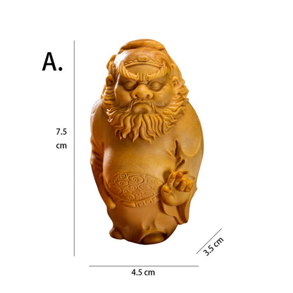 Small Leaf boxwood 7.5 cm 8.5 cm Chinese mythology traditional figure Sculpture Collection Zhong Kui
