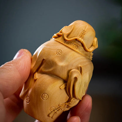 Small Leaf boxwood 7.5 cm 8.5 cm Chinese mythology traditional figure Sculpture Collection Zhong Kui