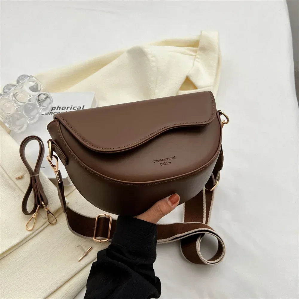 Small Leather Saddle Armpit Bags for Women 2024 Summer Versatile Shoulder Crossbody Bag Ladies Vintage Underarm Handbags bolsa
