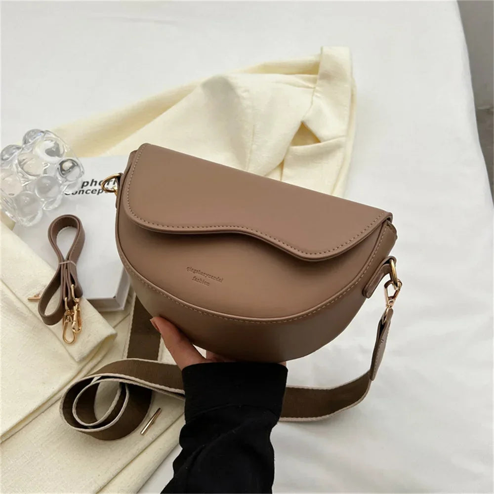 Small Leather Saddle Armpit Bags for Women 2024 Summer Versatile Shoulder Crossbody Bag Ladies Vintage Underarm Handbags bolsa