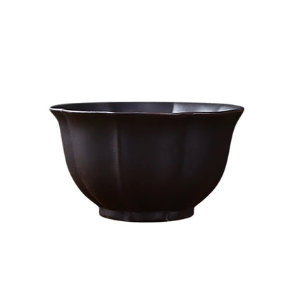 Small Lotus Tea Cup Set, Yixing Zisha Tea Cup, Kungfu Tea Set, Ceramic Master Cup, Single Teacup, Black, Red, 3Pcs Pack