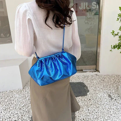 Small Luxury Design Women's Leather Silver Cloud Bag Female Gold Crossbody Bag Ladies Party Clutch Purse Female Handbags