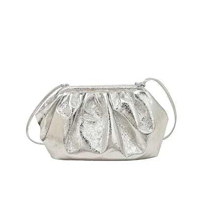 Small Luxury Design Women's Leather Silver Cloud Bag Female Gold Crossbody Bag Ladies Party Clutch Purse Female Handbags