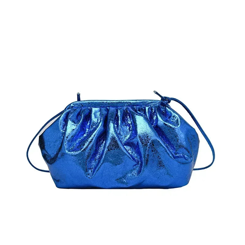 Small Luxury Design Women's Leather Silver Cloud Bag Female Gold Crossbody Bag Ladies Party Clutch Purse Female Handbags