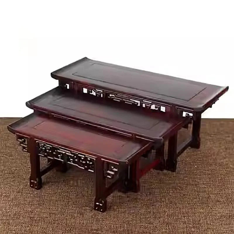 Small Mahogany Buddha Table, Solid Wood Vase, Bonsai Base, Miniature Raised Head
