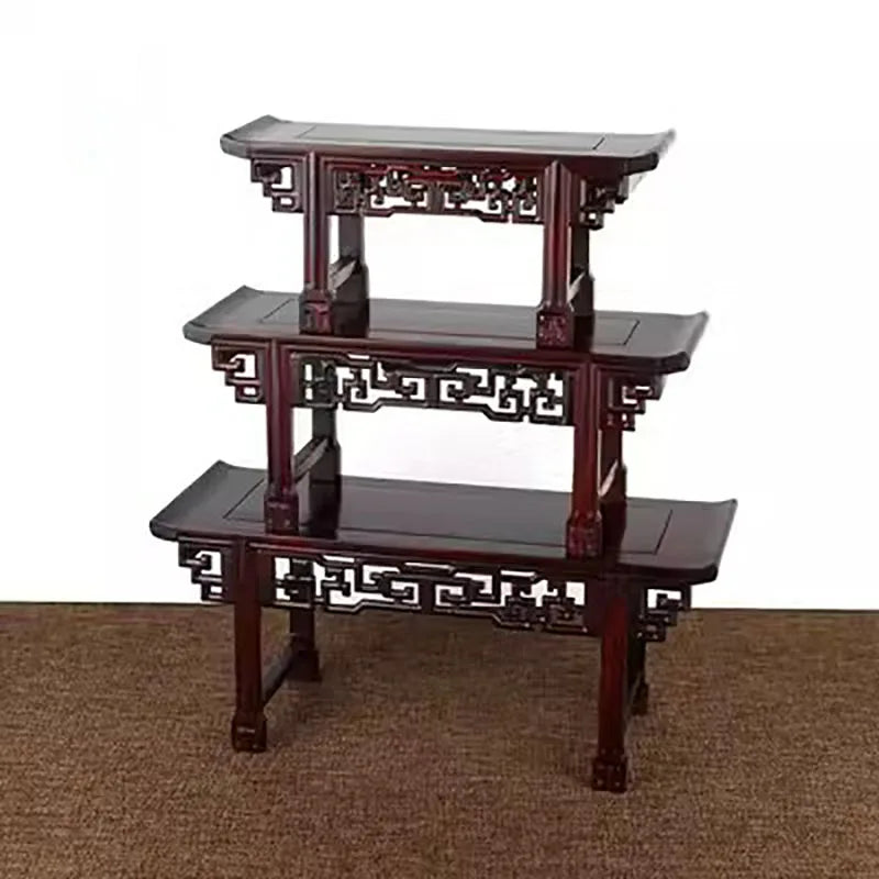 Small Mahogany Buddha Table, Solid Wood Vase, Bonsai Base, Miniature Raised Head