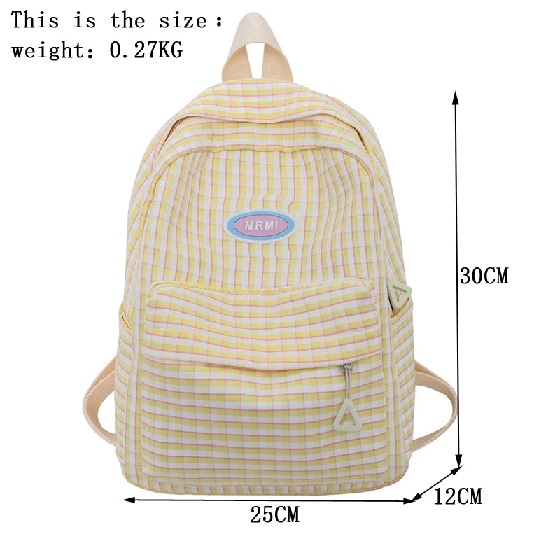 Small Plaid Girl College School Bag Casual New Simple Women Backpack Striped Book Packbags for Teenage Travel Rucksack