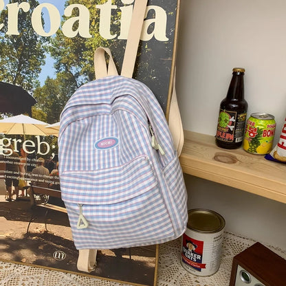 Small Plaid Girl College School Bag Casual New Simple Women Backpack Striped Book Packbags for Teenage Travel Rucksack