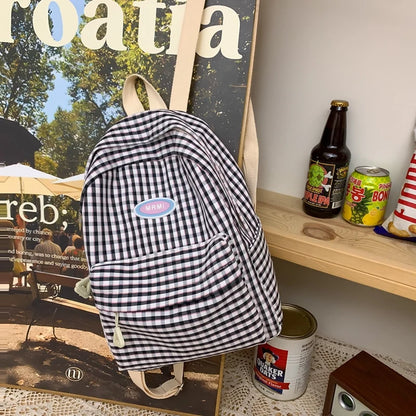 Small Plaid Girl College School Bag Casual New Simple Women Backpack Striped Book Packbags for Teenage Travel Rucksack