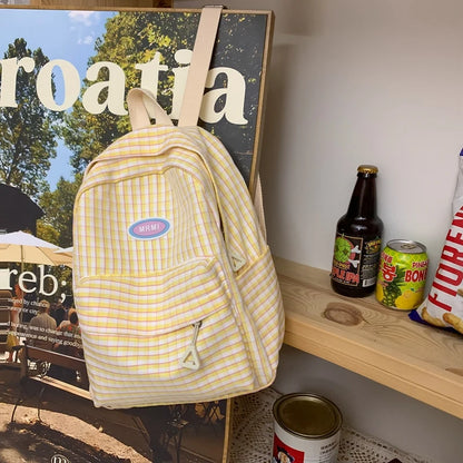 Small Plaid Girl College School Bag Casual New Simple Women Backpack Striped Book Packbags for Teenage Travel Rucksack