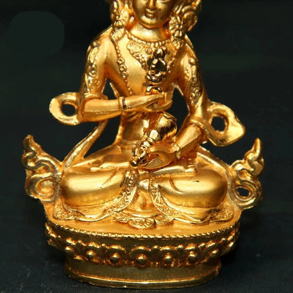 Small Pocket Handle Efficacious Vajrasattva/Kingkong Gold Buddha Alloy Copper Statue Home/ Office Decorate Statue