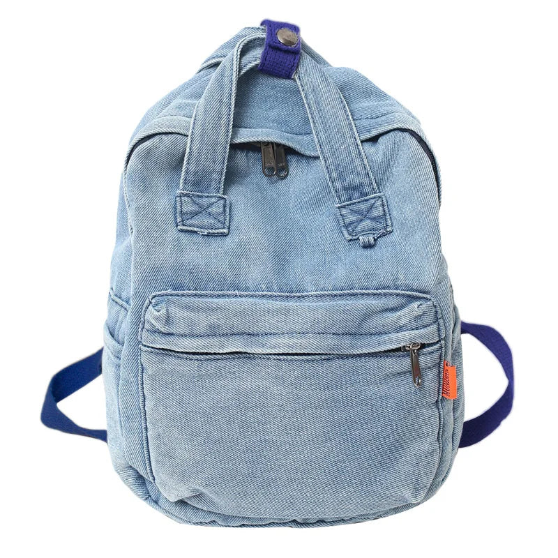 Small Simple Vintage Denim Backpack Young For Teenage Girls Student Canvas Women College Bags Casual Female Children's Bag 2022