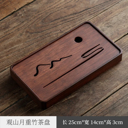 Small Tea Tray Household Drain Tray Teaware Tea Platform Modern Simple Easy Kung Fu Rectangular Bamboo Tea Tray