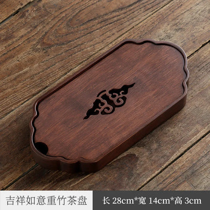 Small Tea Tray Household Drain Tray Teaware Tea Platform Modern Simple Easy Kung Fu Rectangular Bamboo Tea Tray