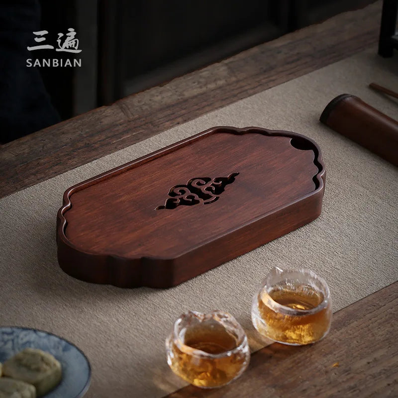 Small Tea Tray Household Drain Tray Teaware Tea Platform Modern Simple Easy Kung Fu Rectangular Bamboo Tea Tray