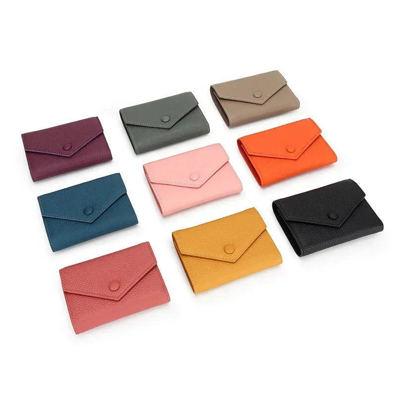 Small Wallet for Women Luxury Full Grain Cow Leather 3 Fold Compact Multifunction Fashion Brand Short Designer Women's Wallets