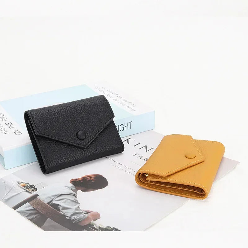 Small Wallet for Women Luxury Full Grain Cow Leather 3 Fold Compact Multifunction Fashion Brand Short Designer Women's Wallets