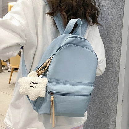 Small Women Rucksack Female Waterproof Nylon School Backpack for Teenage Girls Solid Color Bookbag for Kids Mochila Kawaii Bag