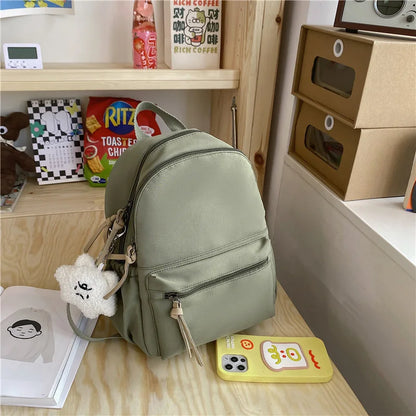 Small Women Rucksack Female Waterproof Nylon School Backpack for Teenage Girls Solid Color Bookbag for Kids Mochila Kawaii Bag
