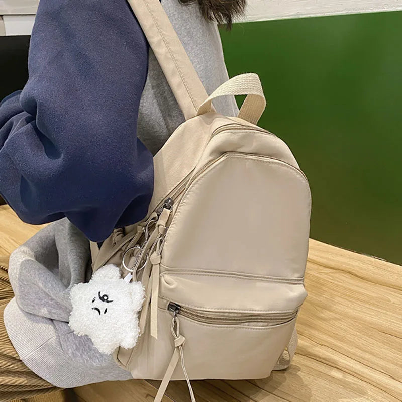 Small Women Rucksack Female Waterproof Nylon School Backpack for Teenage Girls Solid Color Bookbag for Kids Mochila Kawaii Bag