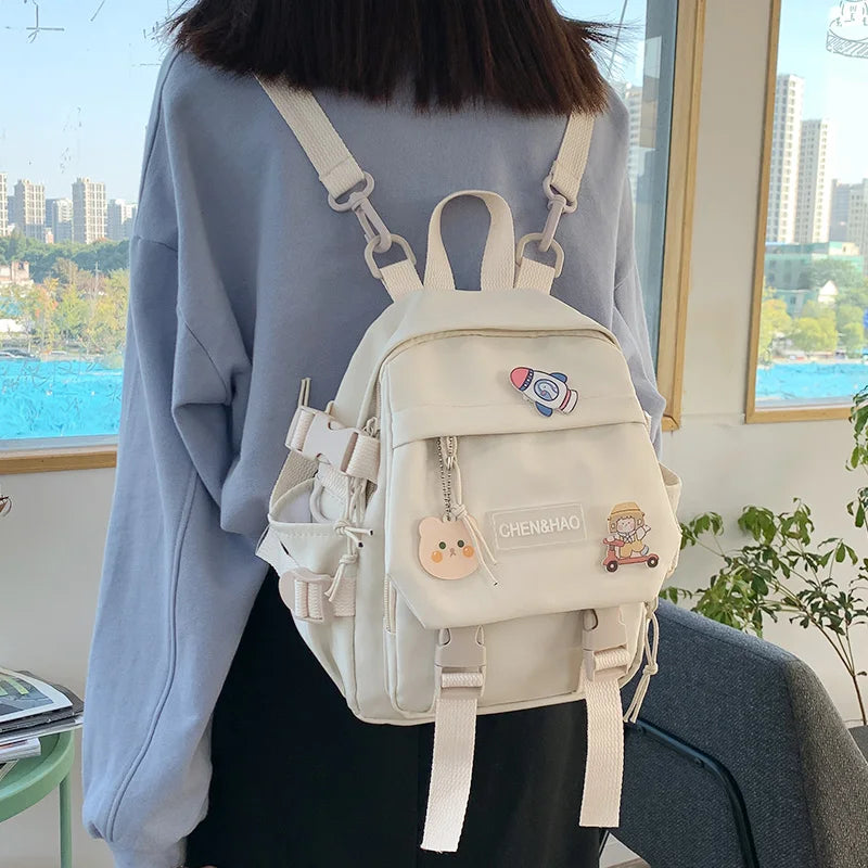 Small Women's Backpack Girls School Backpack Waterproof Nylon Fashion Japanese Casual Young Girl's Bag Female Mini Mochila